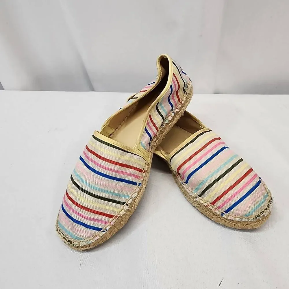 Talbots Women's 7.5 Izzy Horizons Striped Espadrille Canvas Slip-On Comfort Shoe